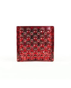 4" 5" Red Dimple Cube Glass Vase