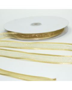 5/8in Nylon Sheer Ribbon Old Gold, 100 yards