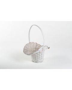 11 1/2"  White Wicker Flower Girl Basket 