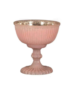 Pink Ribbed Mercury Glass Chalice 