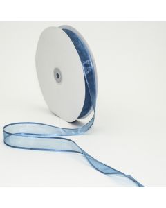 7/8in Satin Edged Sheer Ribbon Antique Blue 100Y