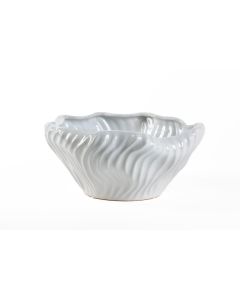 11" Wavy White Ceramic Bowl