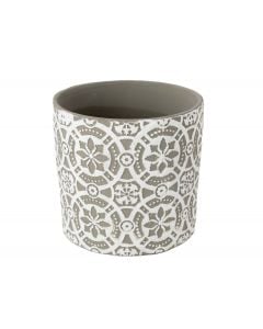 4 3/4" Embossed Gray  & White Cylinder Vase