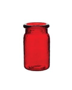 6 1/2" Hammered Mason Jar Ruby Red