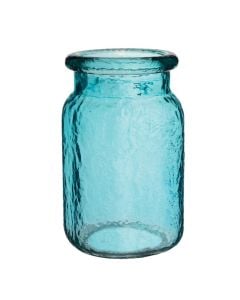 6 1/2" Hammered Mason Jar Vintage Blue
