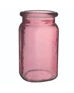 6 1/2" Hammered Mason Jar Pink
