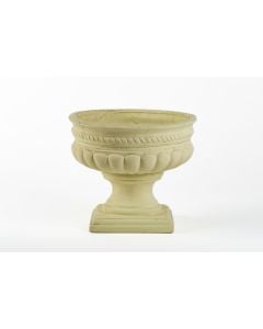 8.5" Cream Stone Footed Pedestal Urn