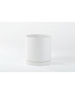6 1/2" Matte White Ceramic Cylinder w/ Saucer