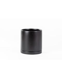 6 1/2 " Matte Black Ceramic Cylinder w/ Saucer