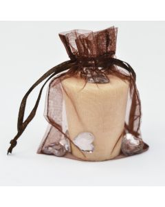 100% Polyester Organza Pouch Brown