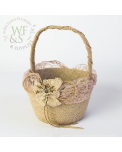 Vintage Burlap Girl Flower Basket