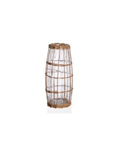 12"  Wicker Wrapped Glass Vase 