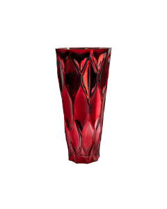 10" Red Tapered  Faceted Vase 