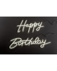 "Happy Birthday" White Led Neon Light Sign 