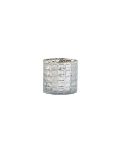 Mercury  Glass  Mosaic Cylinder Vase in Silver