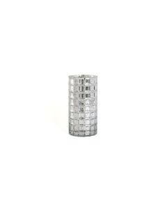 9 7/8" Silver Mercury Mosaic Glass Cylinder Vase