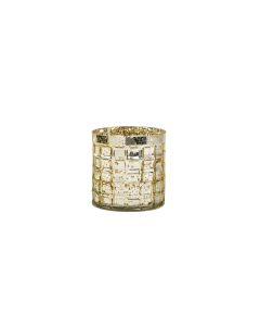 4 7/8" Champagne Gold Mercury Mosaic Glass Cylinder Vase