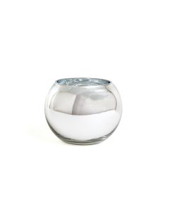 6" Silver Reflective Bubble Bowl Glass Vase 