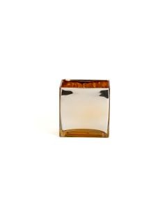 5.75" Reflective Gold Cube Glass Vase