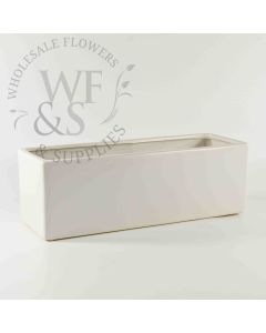 Matte Ceramic Rectangular Flower Container White