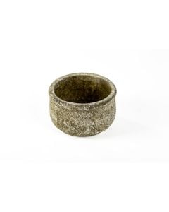 6" Low Weathered Stone Green Wash Pot