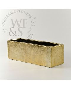 Gold Etched Rect Ceramic Container