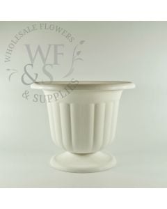 White Plastic Pedestal Urn - 9.5" Tall