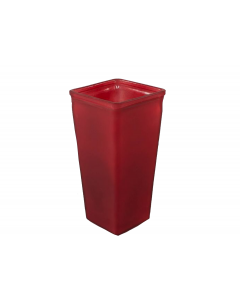9" Red Frosted Glass Vases Rectangular