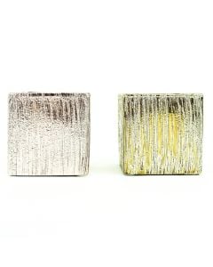 3" Etched Ceramic Cube Vase - Gold, Rose Gold