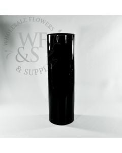 20" x 6" Black Glass Cylinder Vase