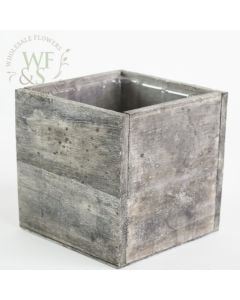 4.8" Wooden Planter Box Grey Brushed Side -1