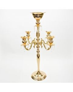 33.5" Gold Candelabra with Crystal Accents