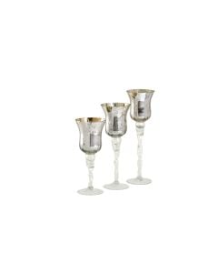 Set of 3 Silver Mercury Glass Vase / Candle holder Twisted Stand