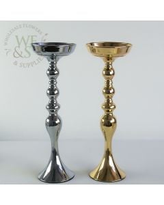 Gold and Silver Single Candlestick Metal Candle holders 18" Tall 