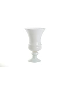 14" White Pedestal Urn Glass Vase