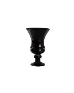 14" Black 'Gothic' Pedestal Urn  Glass Vase 