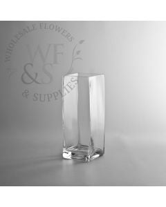Square Glass Block Vase 8 inches tall x 3 inches wide