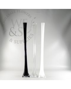 Eiffel Tower Glass Vase 24in black white and clear