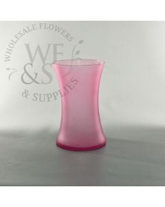 8"  Frosted Pink Gathering Glass Vase