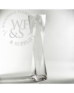 24" Twisted Square Glass Vase