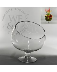 10" Tall Glass Bowl Vase on Stem