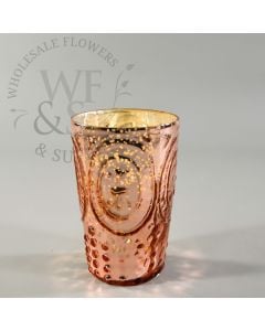 Fleur De Lis Votive Cup Candle Holder Rose Gold