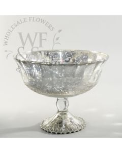 Silver Glass Pedestal Bowl 