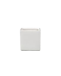 3.2" Ceramic Cube White Glazed
