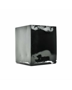 Glass Cube Vase in Black 5-inch