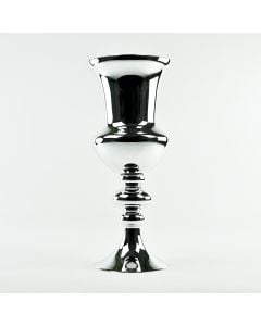 17" Silver Glass  Pedestal Urn