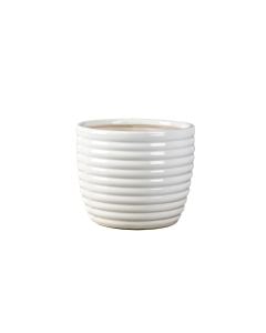 6" Rillen White  Ceramic Pot