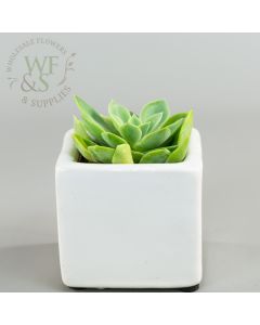  Ceramic Cube White Glazed 2.8" Tall