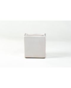 4 1/4" Glossy White Ceramic Cube