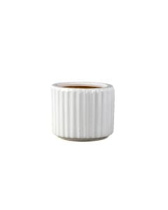 5 5/8" White Ribbed Cylinder Ceramic Pot